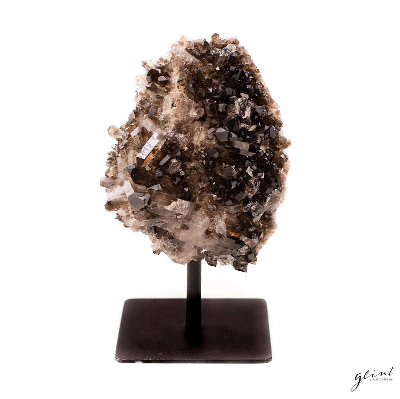 Smoky Quartz Cluster with Iron Stand A